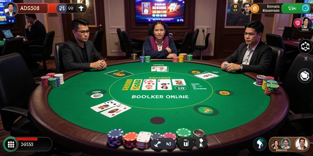 Tampilan gameplay seru dalam aplikasi ADS508 yang menampilkan kartu poker.