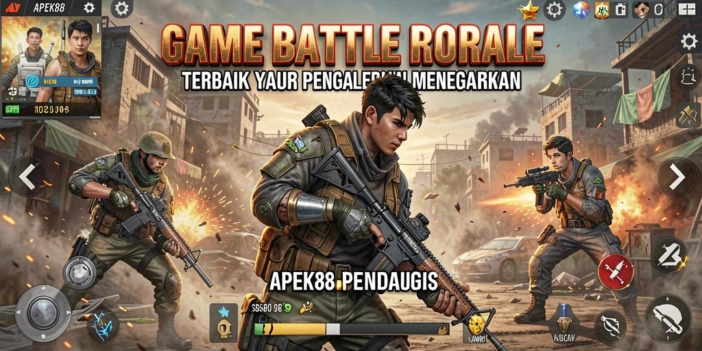 Tampilan gameplay APEK88 yang mendebarkan di medan perang Battle Royale.