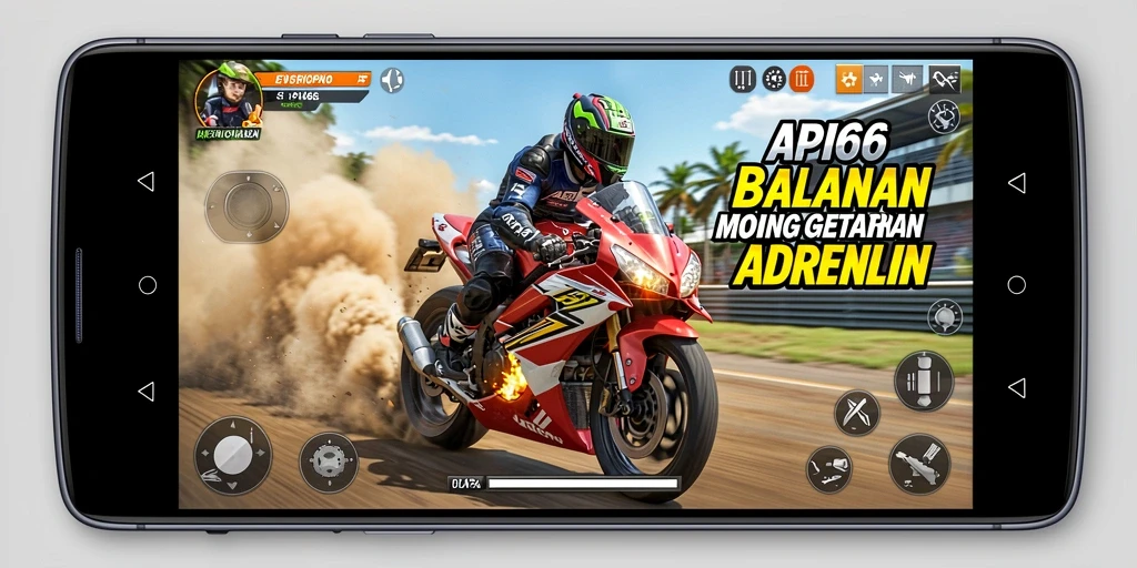 Tampilan gameplay balapan motor yang mendebarkan di API66.