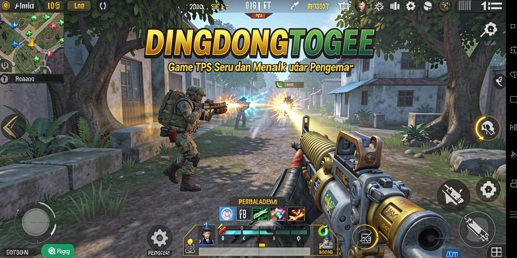 Tampilan seru gameplay DINGDONGTOGEL dengan aksi TPS.