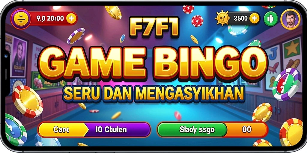 Tampilan gameplay seru F7F7 dengan kartu Bingo yang menarik.