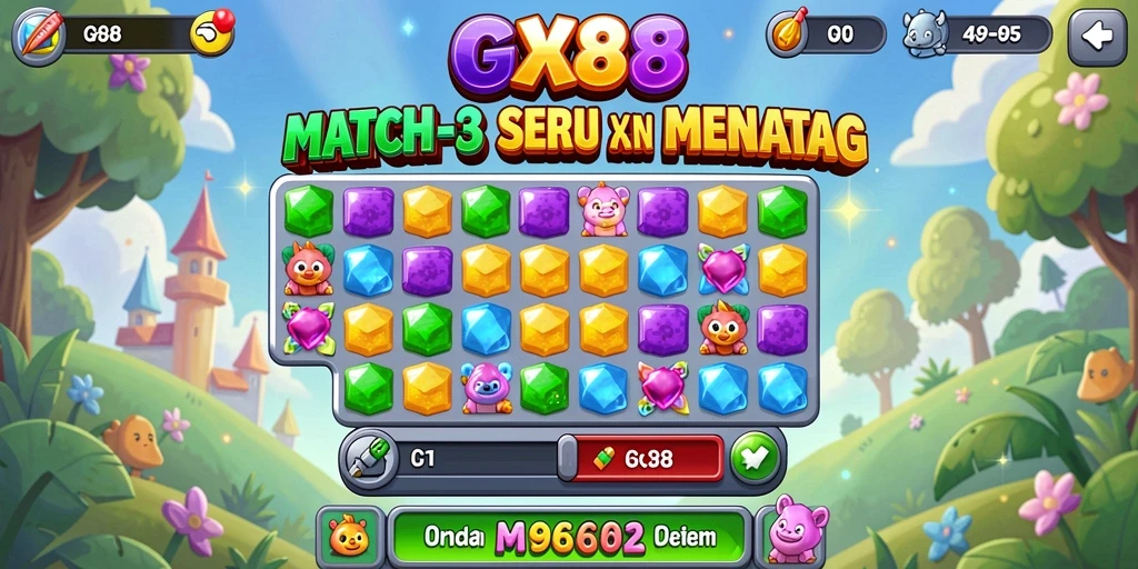 Gameplay GX88 yang menampilkan kombinasi berwarna-warni.