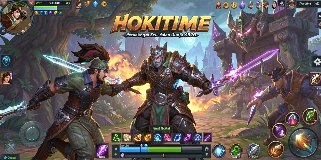Screenshot HOKITIME menampilkan aksi pertarungan yang seru dalam dunia ARPG.