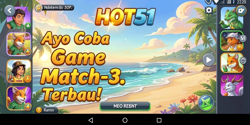 Screenshot gameplay HOT51 yang penuh warna dan menantang.