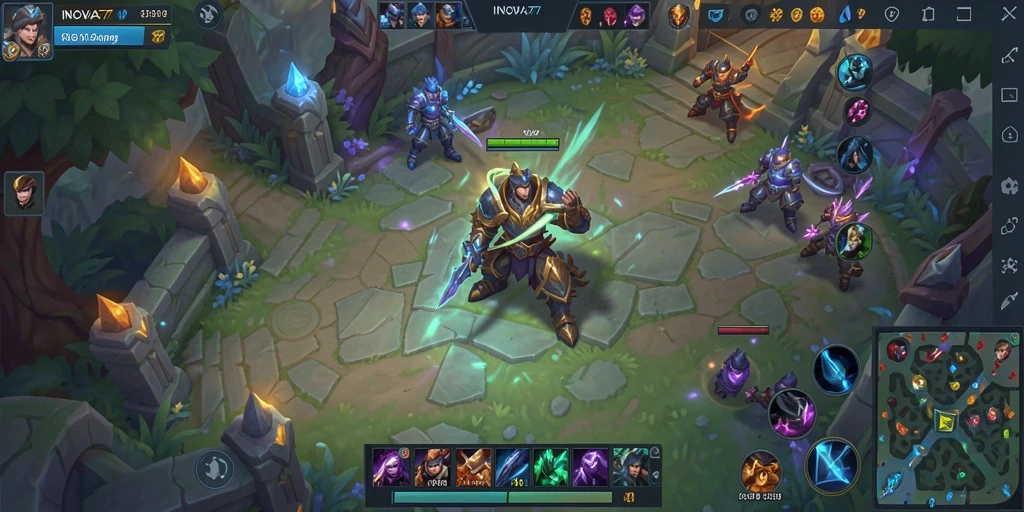 Tampilan gameplay seru dan penuh aksi di INOVA77.