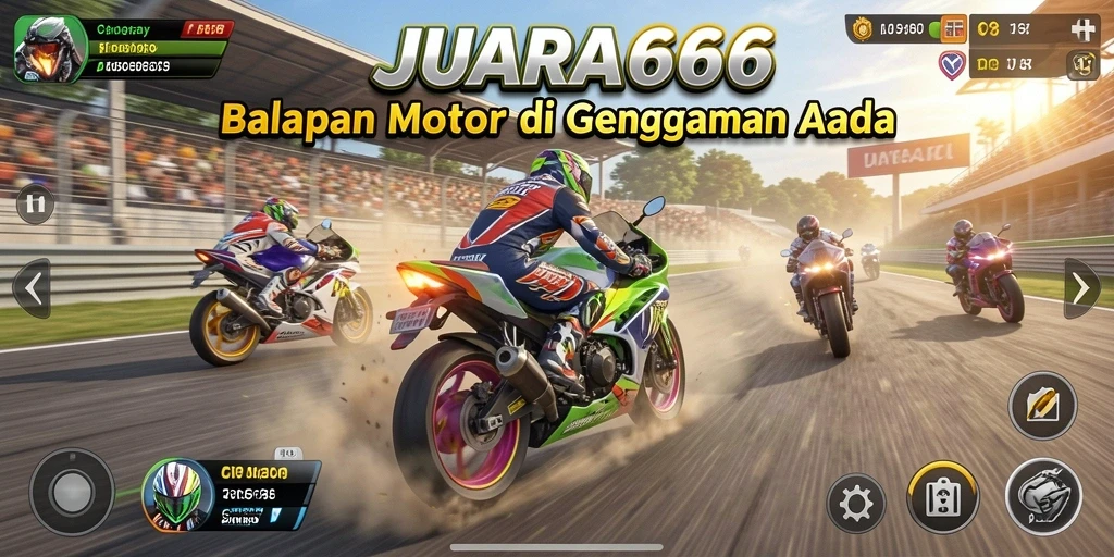 Tampilan seru dari gameplay balapan yang mendebarkan di JUARA666.