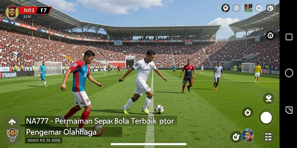 Tangkapan layar gameplay NA777 menunjukkan aksi seru di lapangan sepak bola.