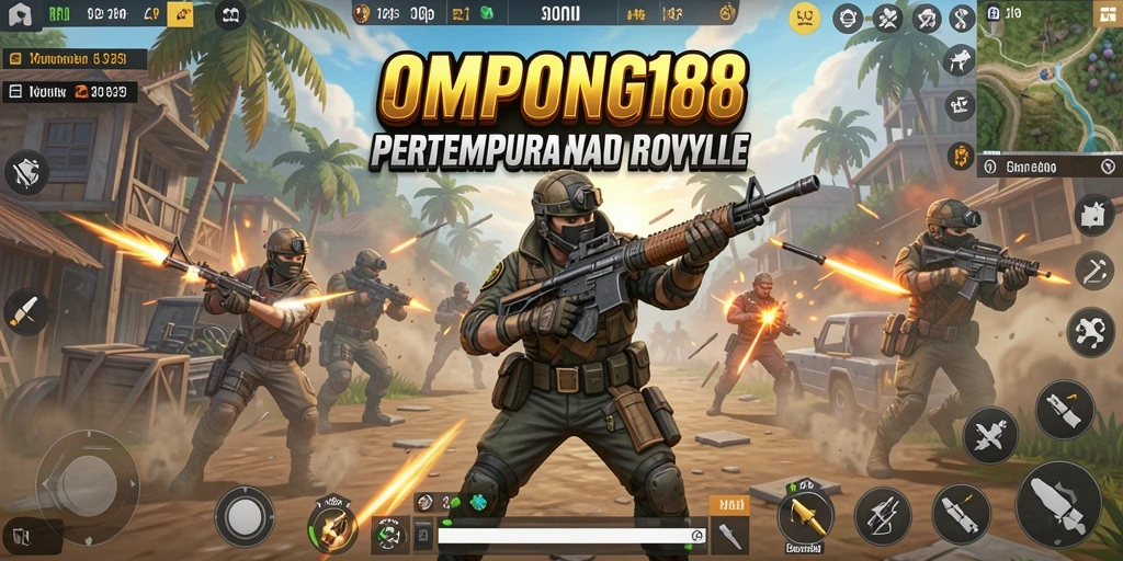 Tampilan gameplay seru dan menegangkan di OMPONG188 Battle Royale.