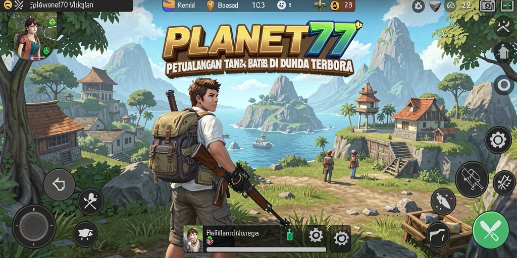 Tampilan gameplay PLANET77 yang menakjubkan di dunia terbuka.