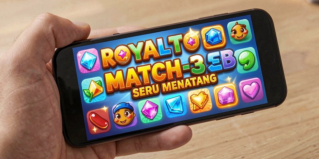 Tampilan gameplay seru dari ROYALTOTO dengan tantangan Match-3.