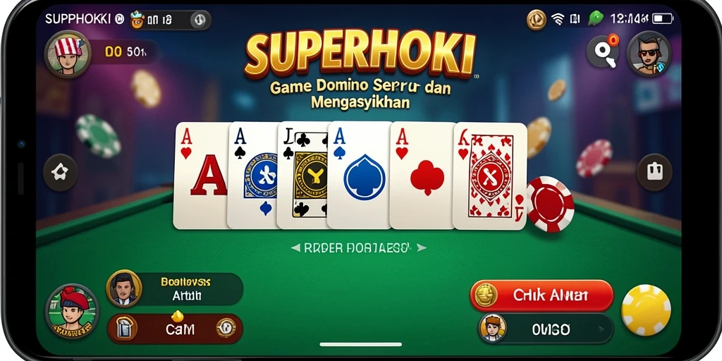 Screenshot utama SUPERHOKI menampilkan pemain yang sedang asyik bermain Domino.