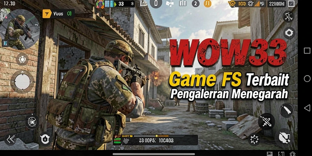 Screenshot menunjukkan aksi menegangkan di battlefield FPS.